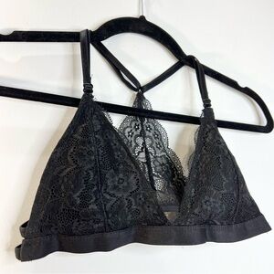 Black lace triangle racer back bralette